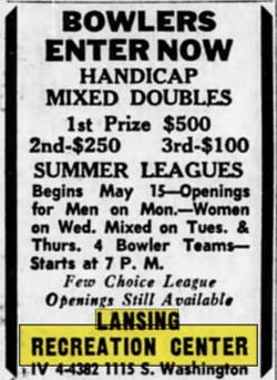 Lansing Recreation Center - Apr 29 1961 Ad